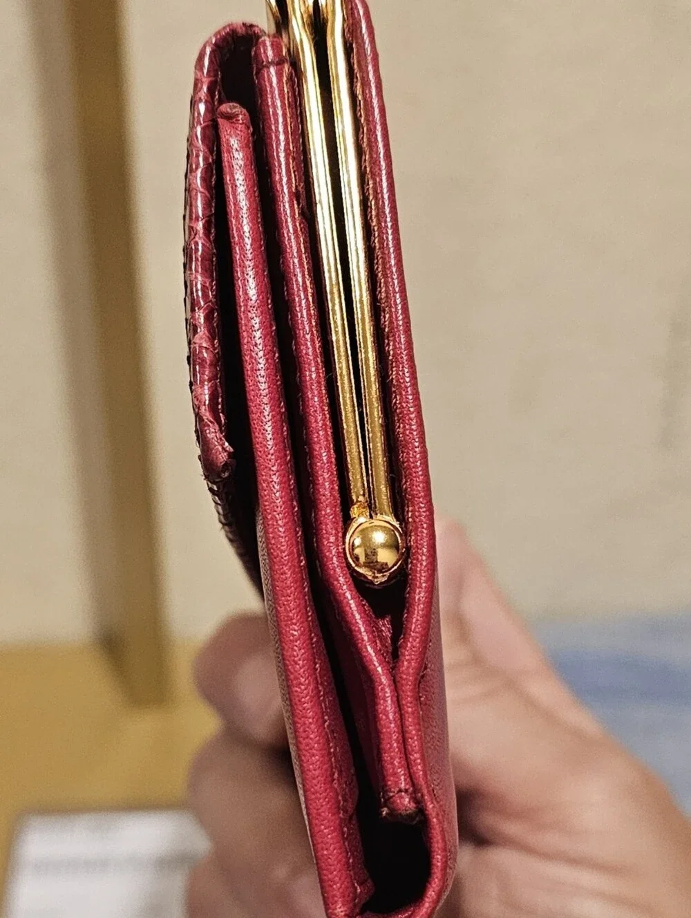 Christian Dior Red Snakeskin Flap W/Kiss Lock Wallet Vintage